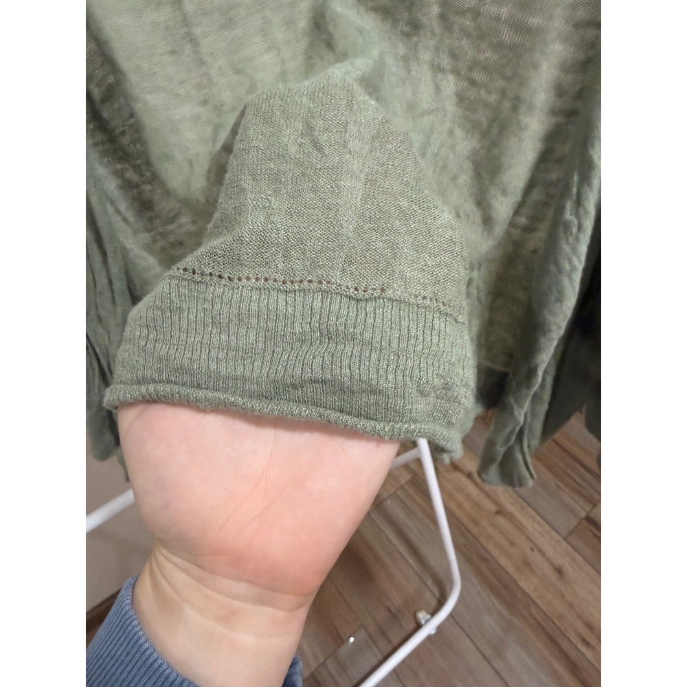 TOMMY BAHAMA 100% Linen Lea Cardigan (light olive) Green Bell Sleeve Open Front - Picture 4 of 5